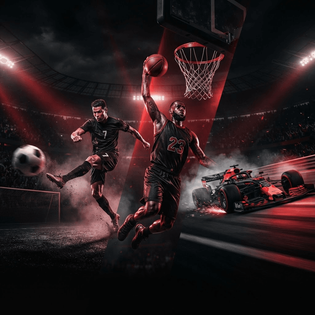 Sport, Basketball und Motorsport als Beispiel für die breite Live-Unterhaltung, die IPTV und Streaming-Dienste bieten