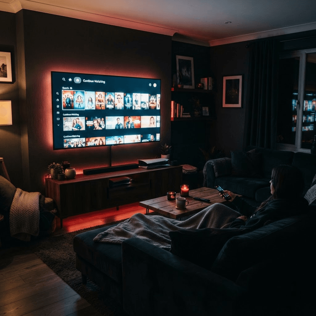 IPTV Senderoberfläche mit Kanalübersicht auf einem Smart TV